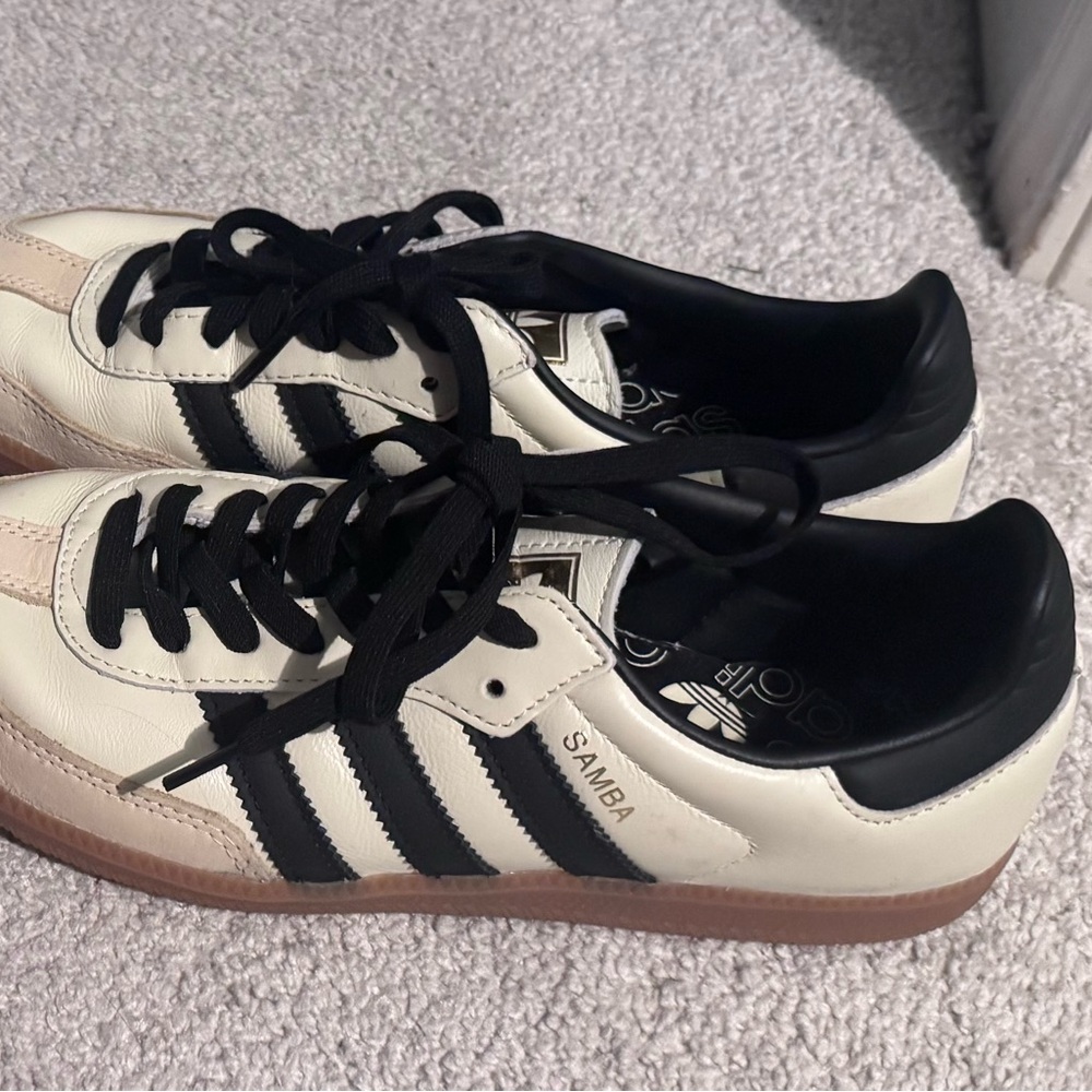 Adidas Samba Cream and Black Sneakers